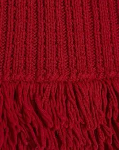 Red Knitted Fringe Trim Vest Top