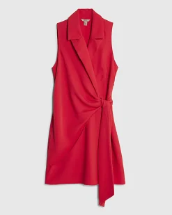 Red Knot Front Wrap Mini Dress