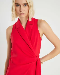 Red Knot Front Wrap Mini Dress