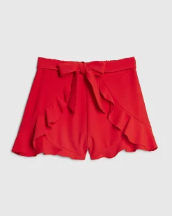 Red Layered Frill Shorts