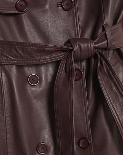 Red leather oversized trench coat