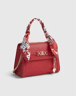 Red Mini Scarf Tote Cross Body Bag