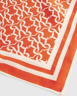 Red Monogram Print Scarf