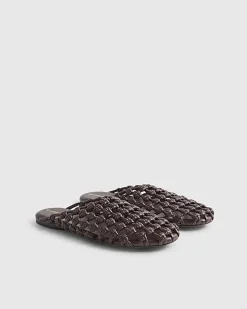 Red Open Weave Mule Sandals