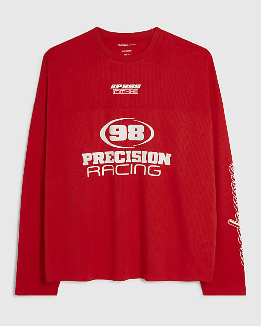 Red Oversized Fit 98 Long Sleeve T-Shirt