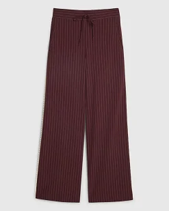 Red Pinstripe Crochet Side Stripe Joggers