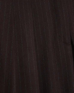 Red Pinstripe Pleated Wide Leg Trousers