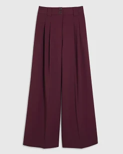 Red Pleated Wide Leg Trousers