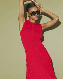 Red Pointelle Maxi Dress