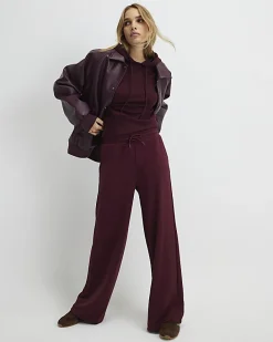 Red Premium High Waisted Wide Leg Joggers