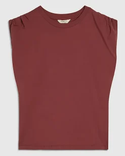 Red Premium Ruched Shoulder T-shirt