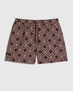 Red Regular Fit Monogram Swim Shorts