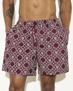 Red Regular Fit Monogram Swim Shorts