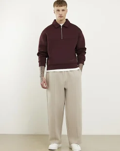 Red Regular Fit Premium Rugby Sweatshirt
