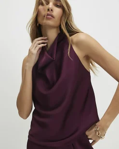 Red Satin Halter Neck Top