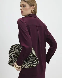 Red Satin Long Sleeve Slim Fit Shirt