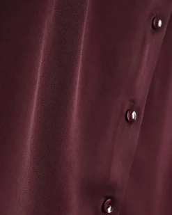 Red Satin Long Sleeve Slim Fit Shirt
