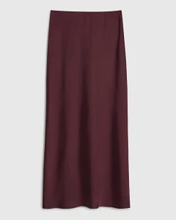Red Satin Midi Skirt