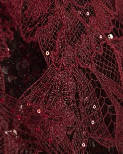 Red Sequin Lace Cami Top