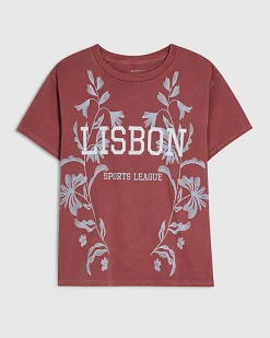 Red Short Sleeve Lisbon Floral Fitted T-Shirt