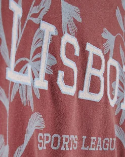Red Short Sleeve Lisbon Floral Fitted T-Shirt