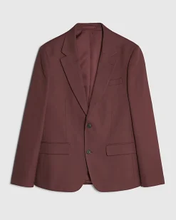Red Skinny Fit Stretch Textured Suit Jacket