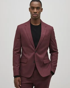 Red Skinny Fit Stretch Textured Suit Jacket