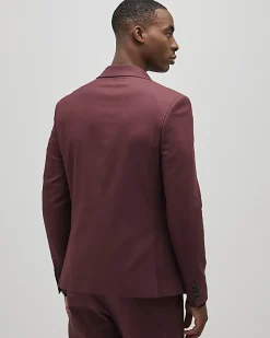 Red Skinny Fit Stretch Textured Suit Jacket