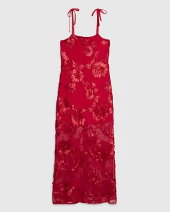 Red Sleeveless Cornelli Maxi Dress