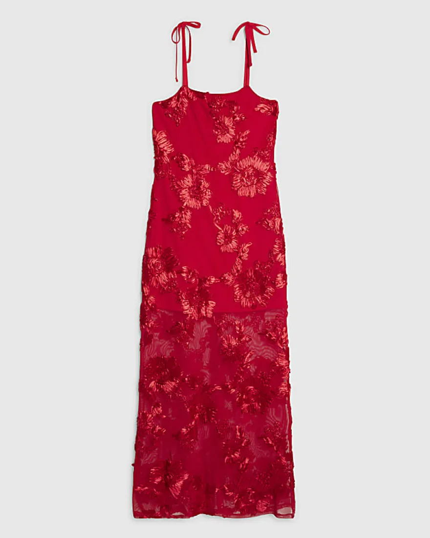 Red Sleeveless Cornelli Maxi Dress