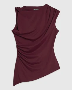 Red Sleeveless Twist Drape Top