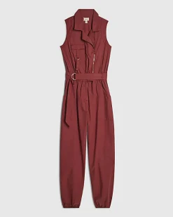 Red Sleeveless Utility Jumpsuit