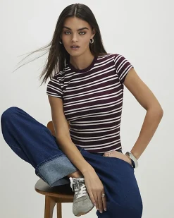 Red Stripe Fitted Rib T-Shirt