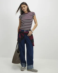 Red Stripe Fitted Rib T-Shirt
