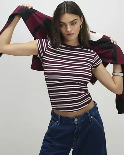 Red Stripe Fitted Rib T-Shirt