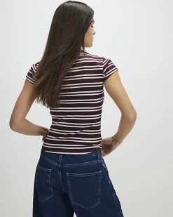 Red Stripe Fitted Rib T-Shirt