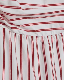 Red Striped Bubble Hem Midi Dress