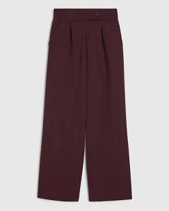 Red Tailored Interlock Wide Leg Trousers