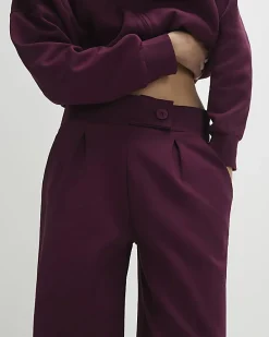 Red Tailored Interlock Wide Leg Trousers