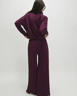 Red Tailored Interlock Wide Leg Trousers