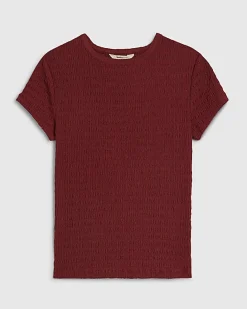 Red Textured Fitted T-Shirt