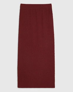 Red Textured Midi Skirt