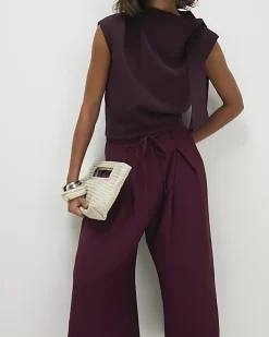 Red Tie Detail Culottes