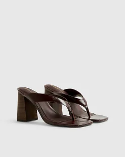 Red Toe Thong Heeled Sandals