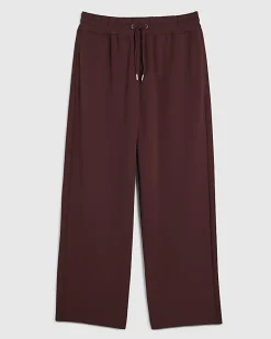 Red Wide Leg Twill Joggers