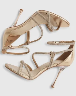 Rose Gold Closed Back Diamante Strap Heels