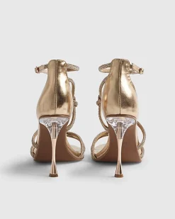 Rose Gold Closed Back Diamante Strap Heels