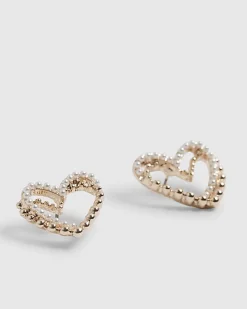 Rose Gold Double Heart Stud Earrings