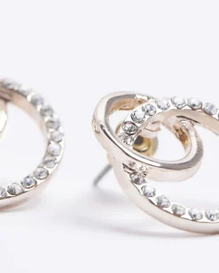 Rose Gold Double Ring Stud Earrings