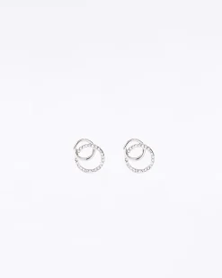Rose Gold Double Ring Stud Earrings